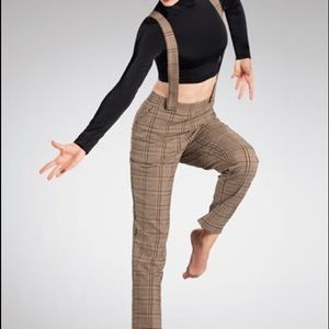 Plaid pants with suspenders dance costume